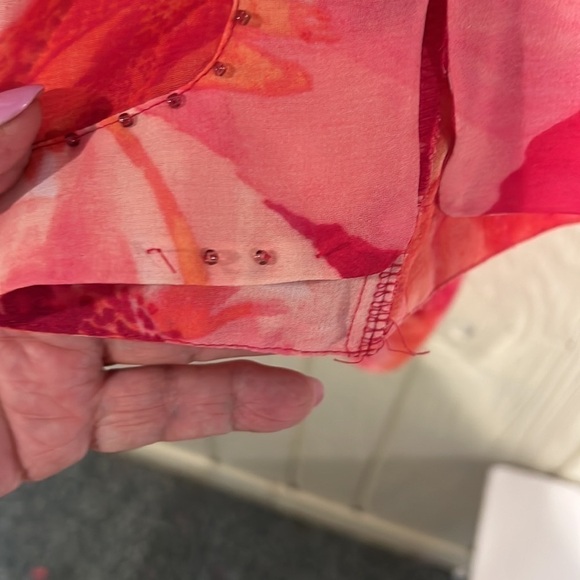 Maggie Barnes Beaded Asymmetrical Long Sleeve Blouse 1X - Picture 7 of 14